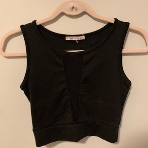 Black Mesh Cropped Tank Top